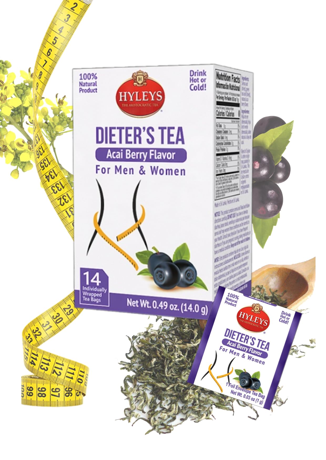 Hyleys Wellness Ginger & Honey Black Tea - Natural Digestive Support with Pure Ceylon Tea - 25 Tea Bags