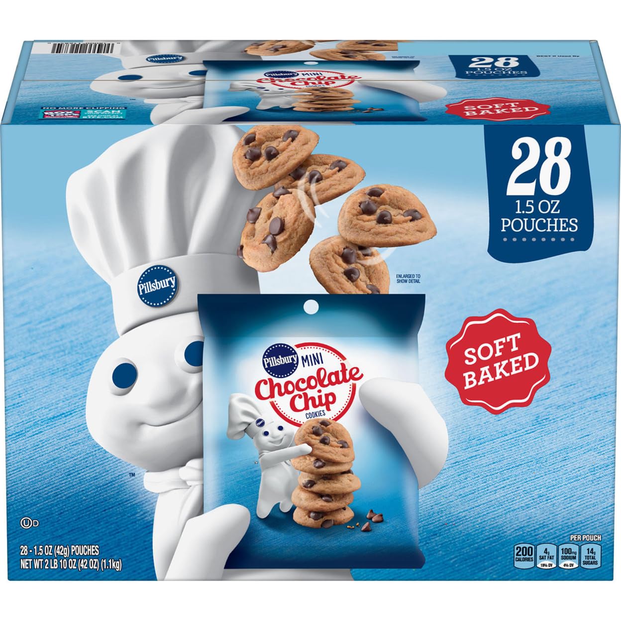 Pillsbury Soft Baked Mini Chocolate Chip Cookies, 1.5 Ounce (28 Pack)