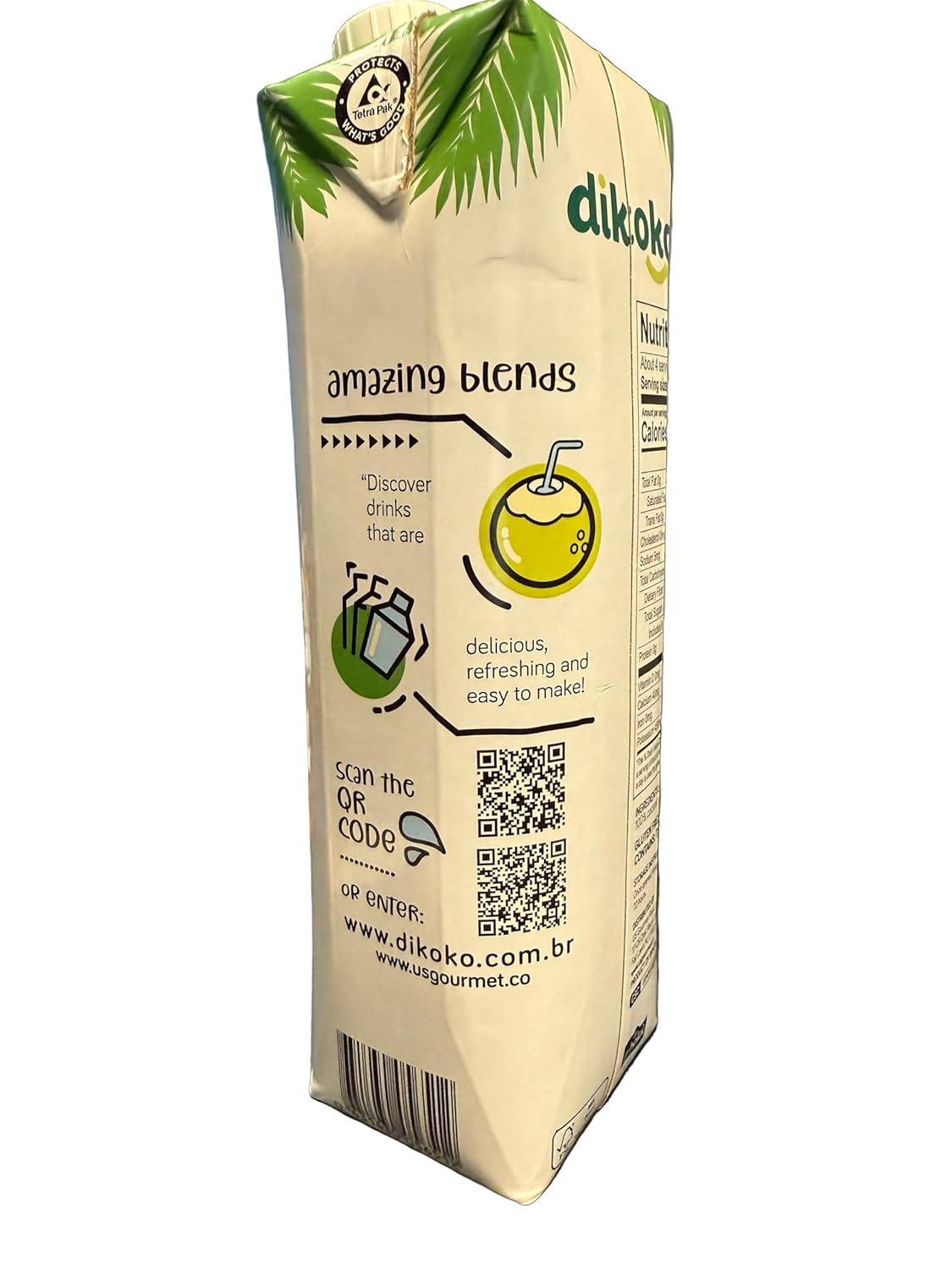 DikokoBrazilian Coconut Water, Not From Concentrate, Low Calorie, No Added Sugar, 33.8 Fl Oz, 2 Pack
