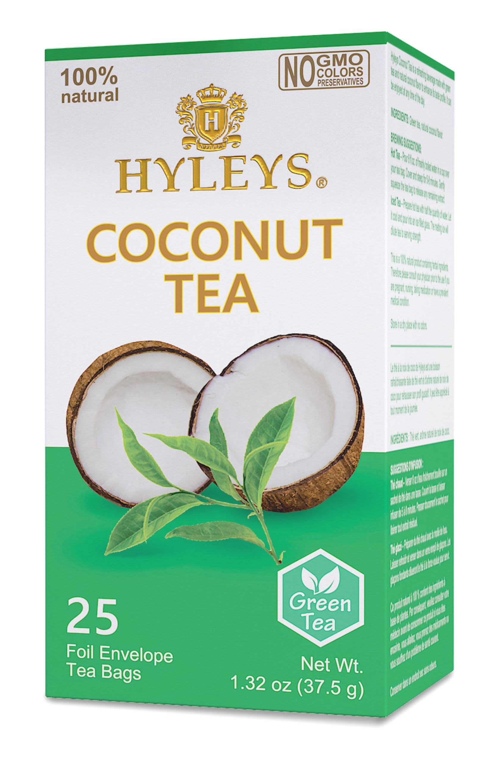Hyleys Natural Wellness Nettle Leaves with Black Tea - Pure Ceylon Tea Blend - 100% Natural, Sugar-Free, Gluten-Free, Non-GMO - 25 Tea Bags