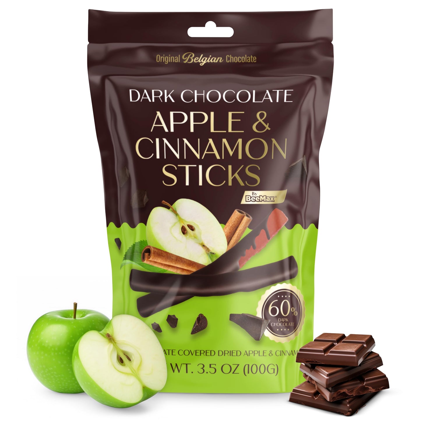 Belgian Chocolate Covered Fruit Sticks - Gourmet Covered Dried Fruit, 3.5 oz Resealable Pouch, Non-GMO, Perfect Treat for Chocolate Lovers (Milk Chocolate, Mixed Berries)