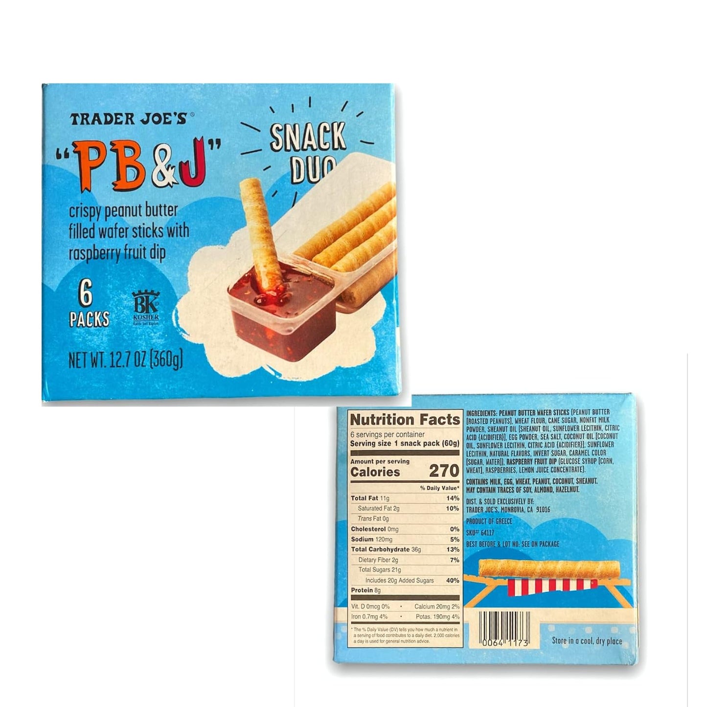 PB&J crispy peanut butter filled wafer sticks with raspberry fuit dip (2 packs)
