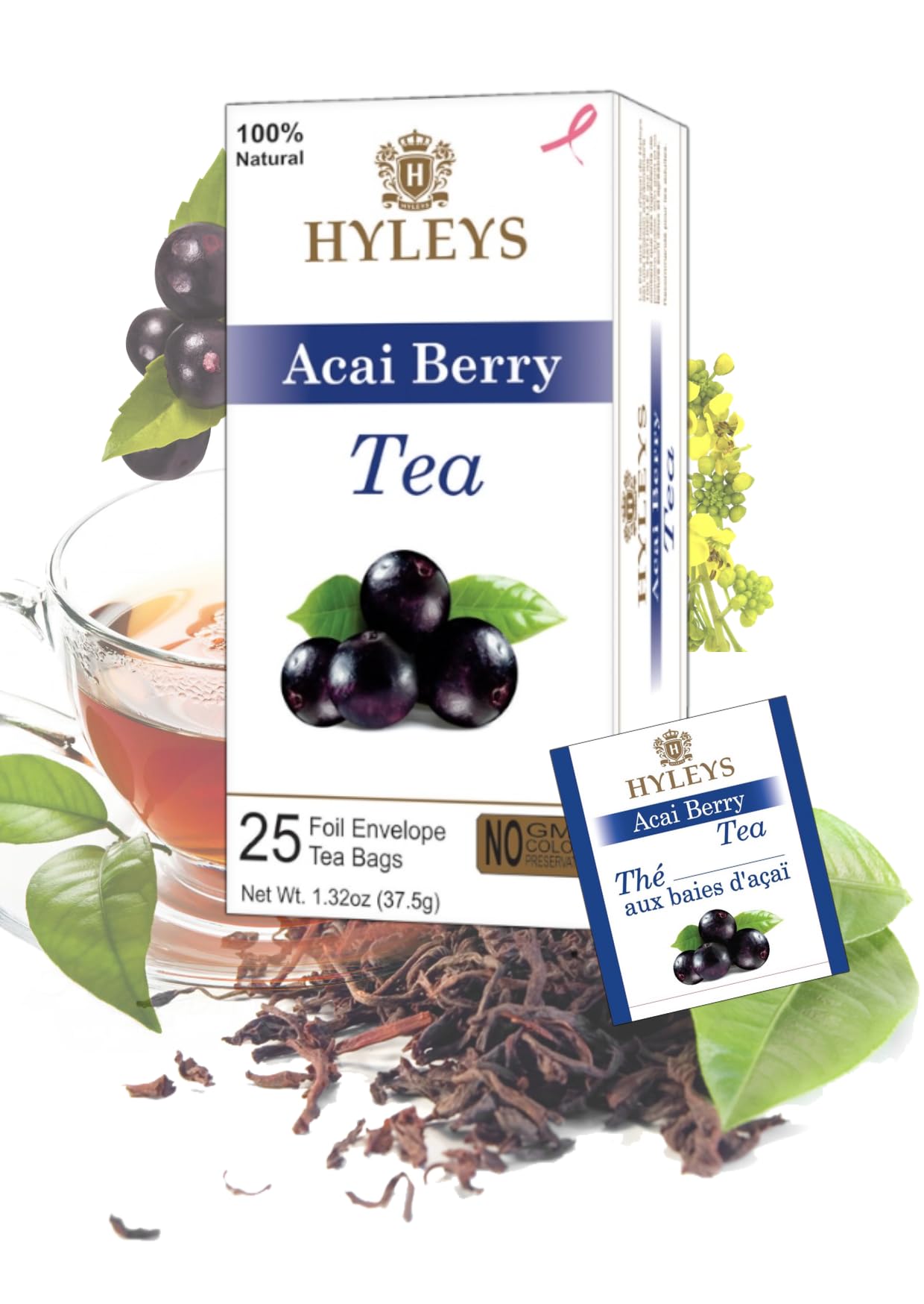 Hyleys Wellness Ginger & Honey Black Tea - Natural Digestive Support with Pure Ceylon Tea - 25 Tea Bags