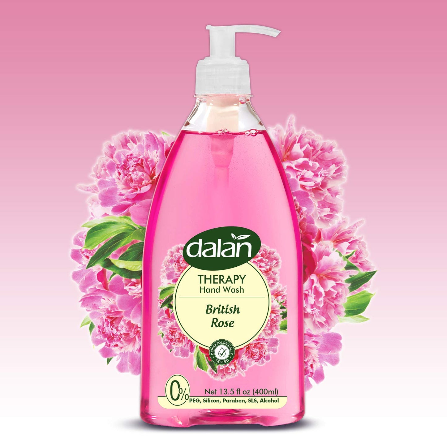 Dalan Therapy British Rose Ultra Moisturizing Liquid Hand Soap for Normal and Dry Hands Fresh Clean and Soft Feeling (13.5 Fl Oz / 400 mL (Pack of 6))
