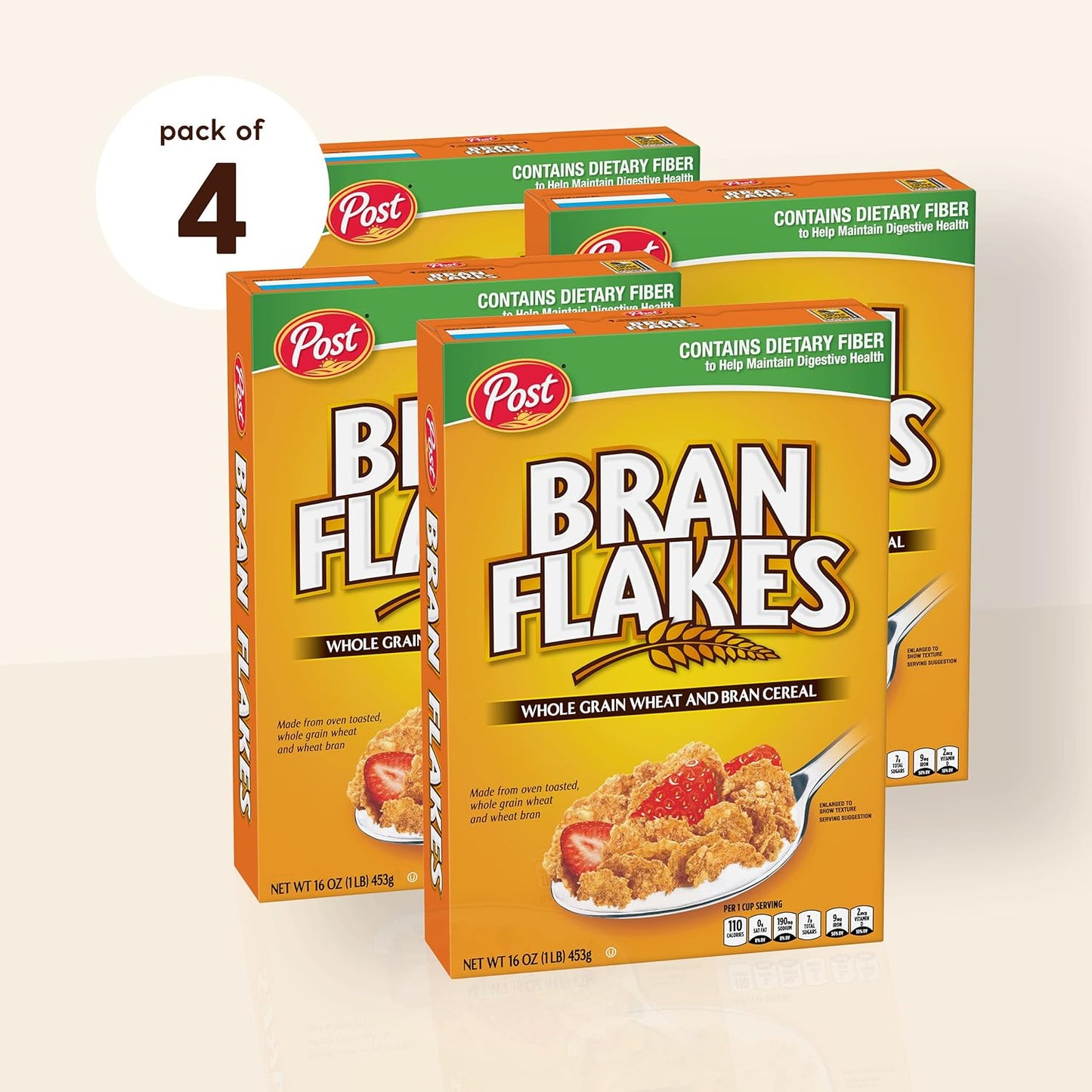 Bran Flakes Breakfast Cereal - 16 Oz (Pack of 4)