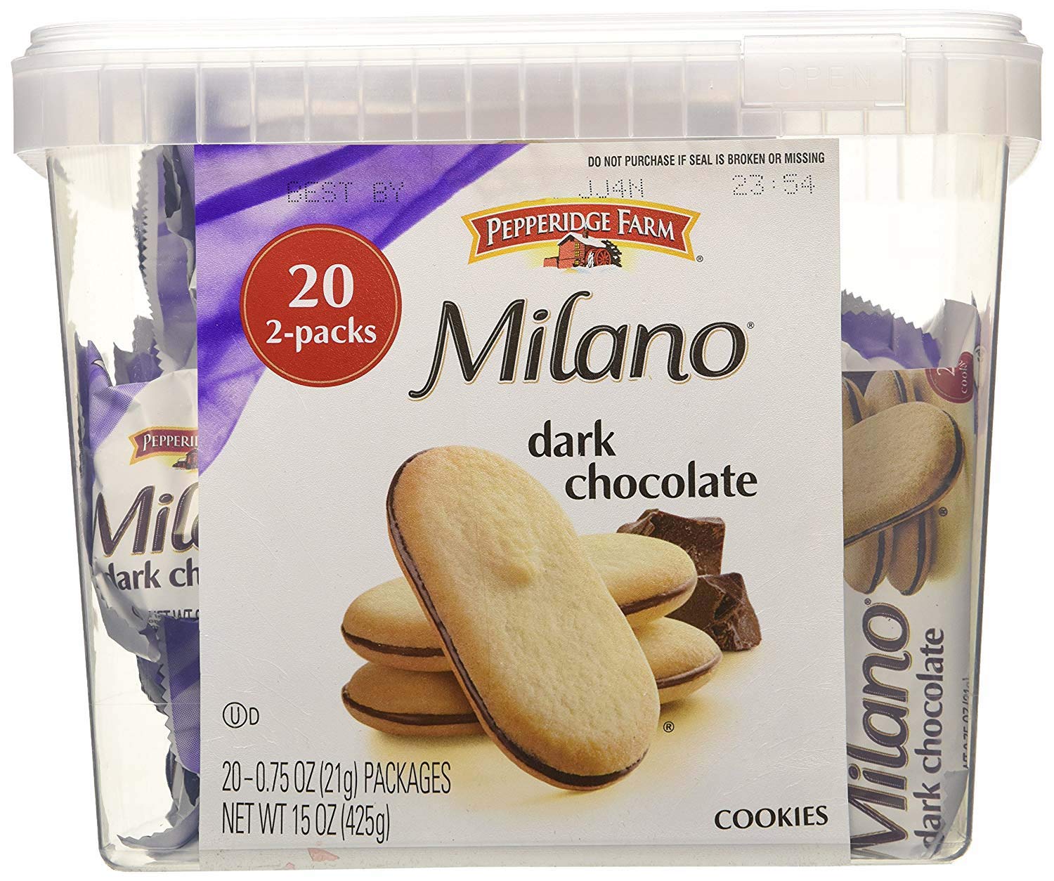 Pepperidge Farm Milano Dark Chocolate Cookies, 2 Cases of 20 Bags