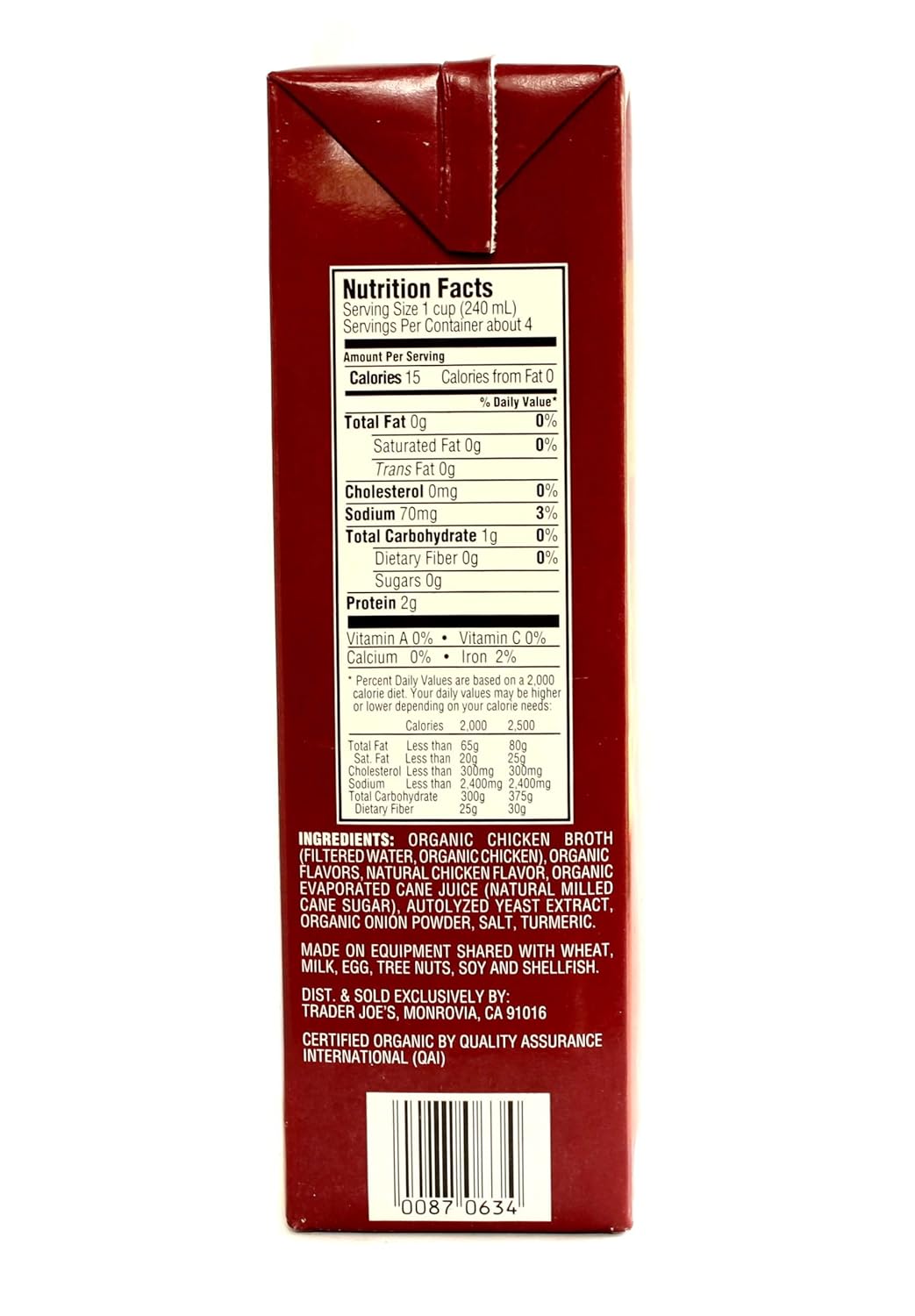 Trader Joe's Organic Low Sodium Chicken Broth 32 fl oz