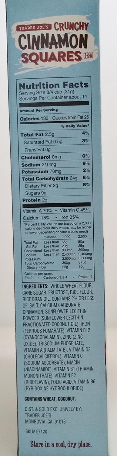 Trader Joe’s – Crunchy Cinnamon Squares Cereal – Net Wt. 12.2 Oz (346g)