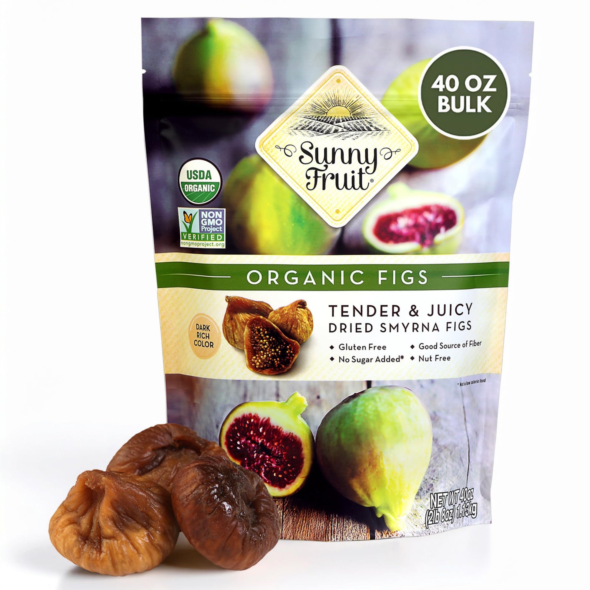 Sunny Fruit Soft Organic Turkish Dried Figs - 1 Bag (5 Individual Portion Packs) | No Preservatives, No Sugar Added | Healthy, Convenient Snack Packs | ORGANIC, NON-GMO, VEGAN, HALAL, KOSHER