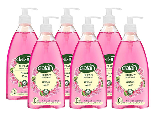 Dalan Therapy British Rose Ultra Moisturizing Liquid Hand Soap for Normal and Dry Hands Fresh Clean and Soft Feeling (13.5 Fl Oz / 400 mL (Pack of 6))