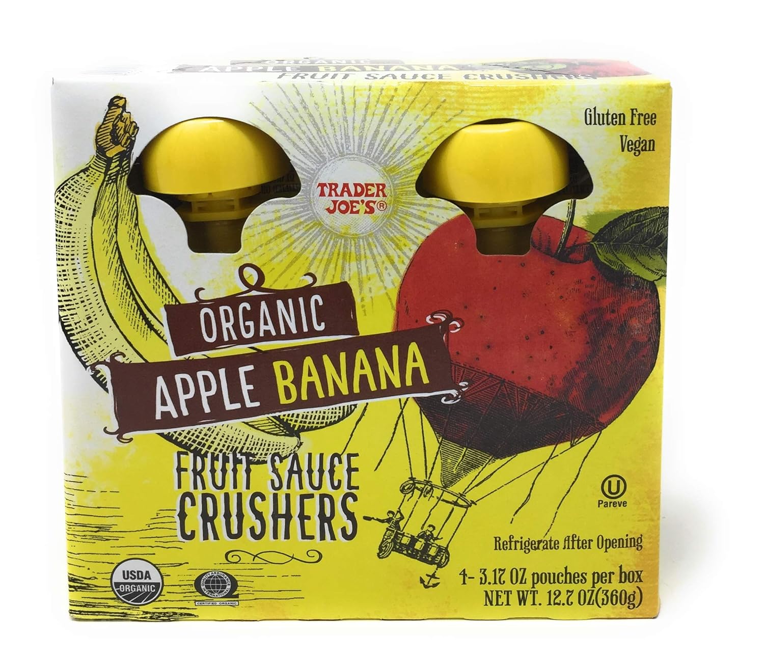 Trader Joe's Organic Fruit Sauce Crusher's - ORGANIC APPLE BANANA Pack Of 2 Boxes (Each Box Contains 4-3.17OZ Pouches - 8 Total)