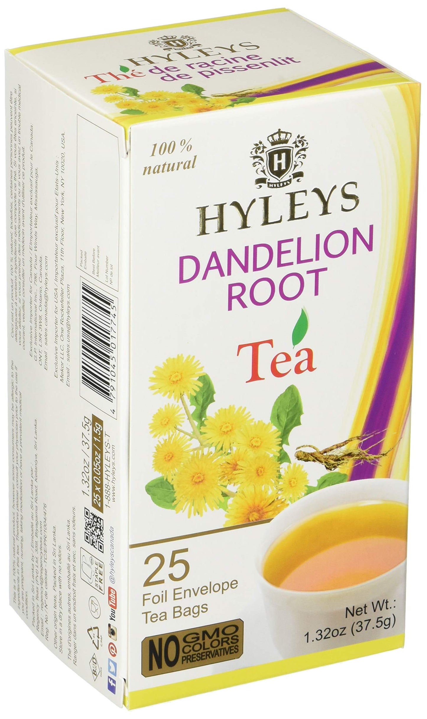 Hyleys Wellness Ginger & Honey Black Tea - Natural Digestive Support with Pure Ceylon Tea - 25 Tea Bags