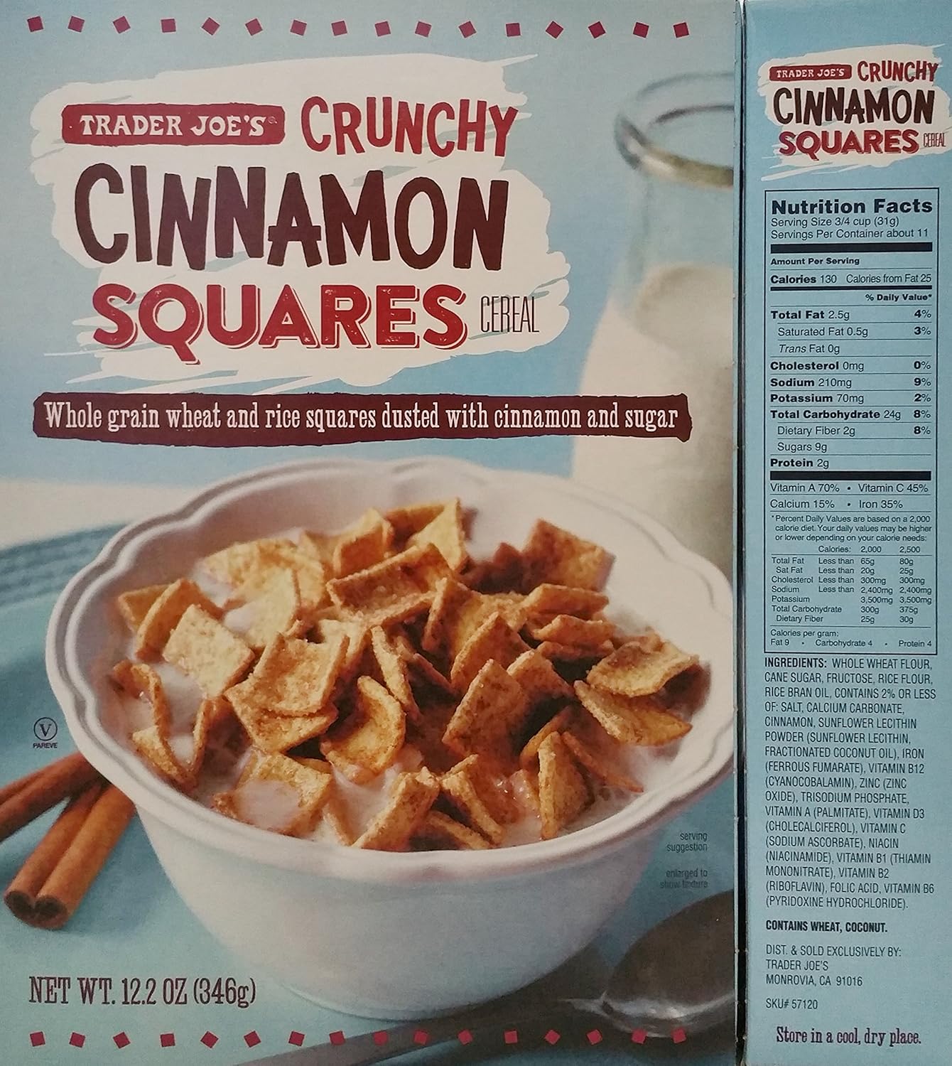 Trader Joe’s – Crunchy Cinnamon Squares Cereal – Net Wt. 12.2 Oz (346g)