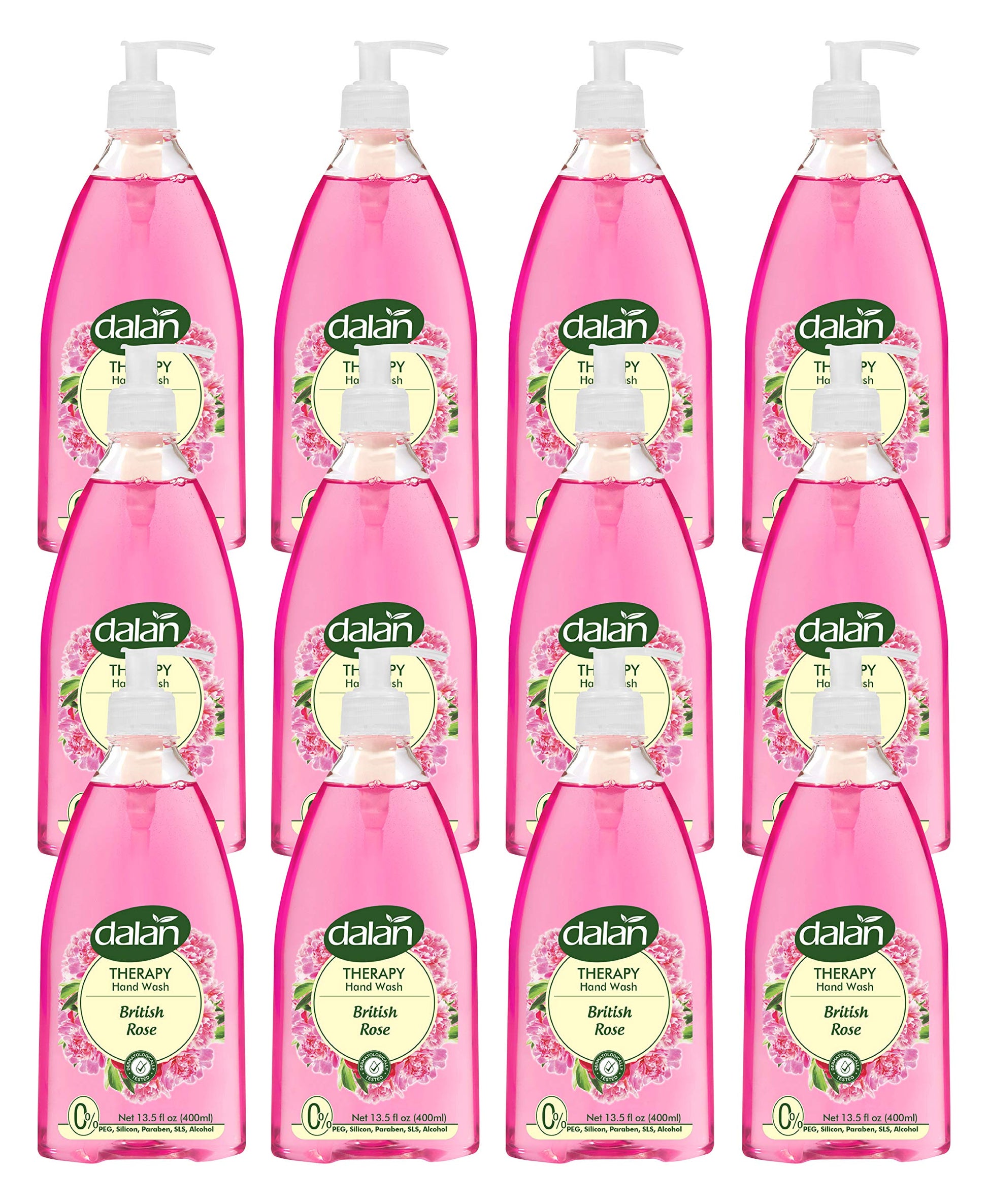 Dalan Therapy British Rose Ultra Moisturizing Liquid Hand Soap for Normal and Dry Hands Fresh Clean and Soft Feeling (13.5 Fl Oz / 400 mL (Pack of 6))