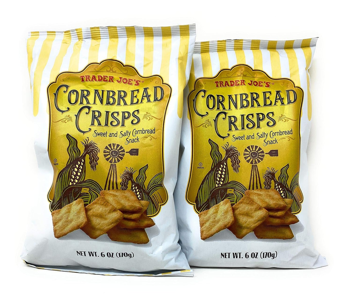Trader Joe's - Cornbread Crisps - Sweet and Salty Snack 6oz (2 Bags)