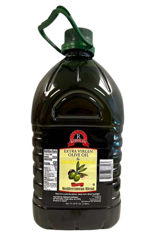 ROSOLINI || Extra Virgin Olive Oil & Sunflower Oil || 101.44 fl oz (3 liters) || 1 Bottle