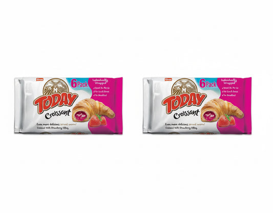 Today Strawberry Croissant | Individually Wrapped, Buttery Soft Croissant, Ready to eat Breakfast Pastry, or Lunchbox Snacks - Each pack contains 6 pastries, 2-pack deal for a total of 12 croissants byElvan