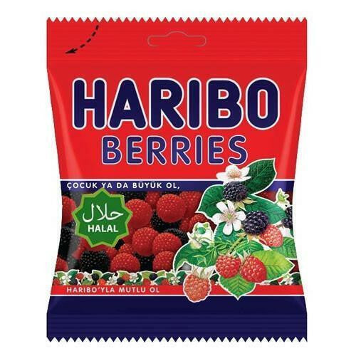 Haribo Gummi Candy, Berries, 80g, Halal, 24 Packs