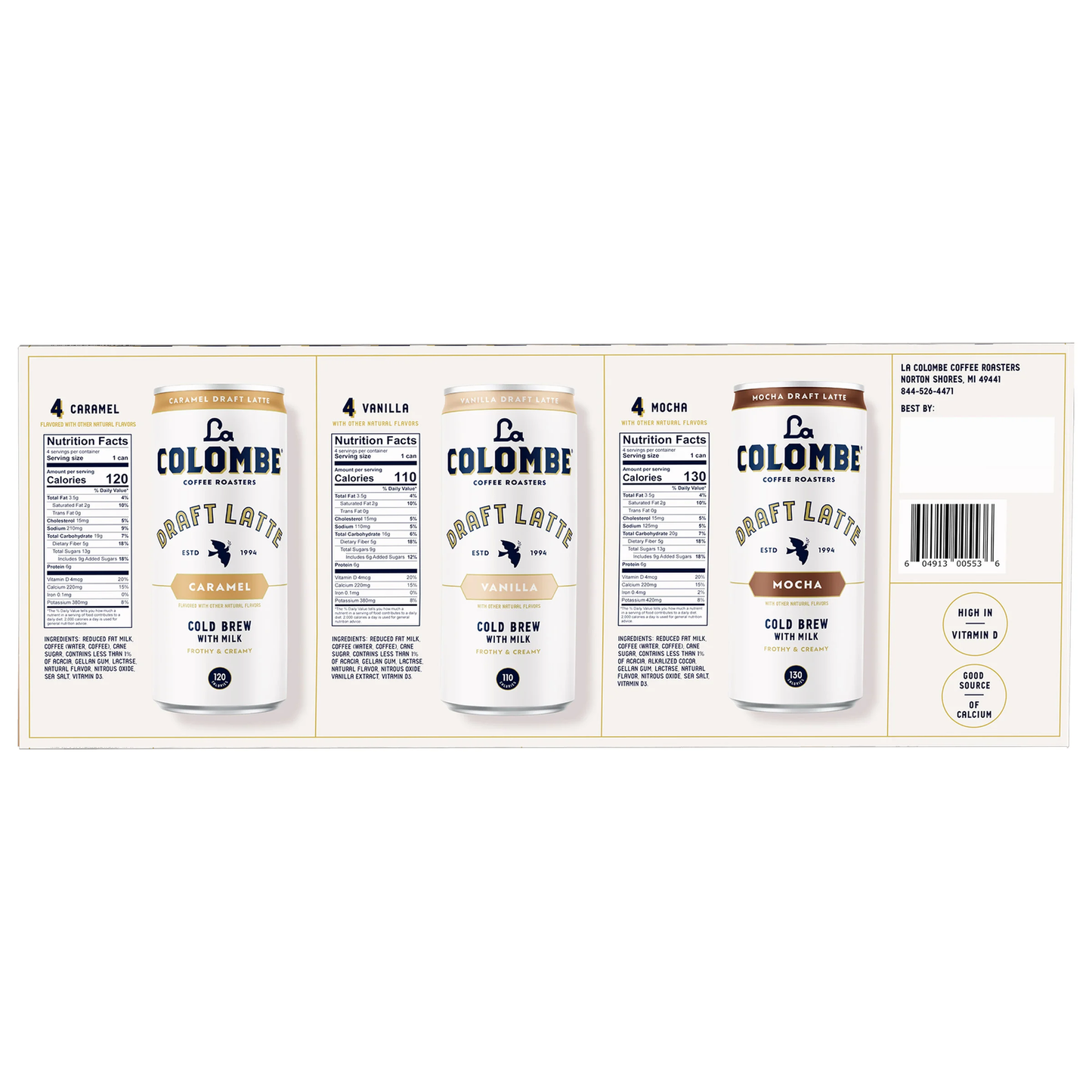La Colombe Coffee Draft Latte, Variety Pack, Cans, 12 pk./9 fl. oz.
