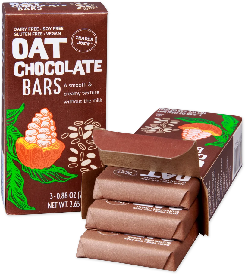 Trader Joe’s Oat Chocolate Bars, a smooth & creamy texture without the milk, 2.65oz 75g (Two Boxes)