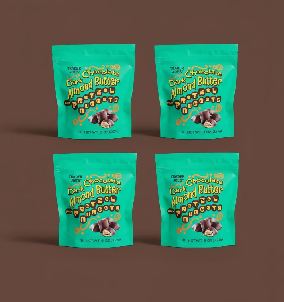 Trader Joe's2 Dark Chocolate Almond Butter Filled Pretzel Nuggets 8oz 227g (Four Bags)
