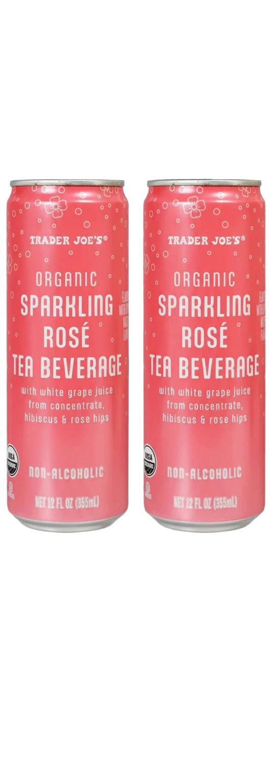 Trader Joe's Organic Sparkling Rosé Tea Beverage 12 Fl Oz ~ 2 Pack