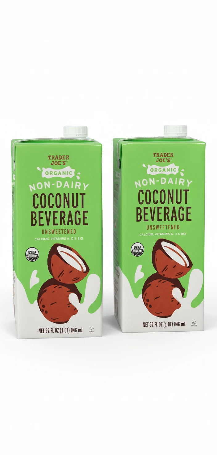 Trader Joe's Organic Non-Dairy Coconut Beverage Unsweetened 32 Fl Oz ~ 2 Pack