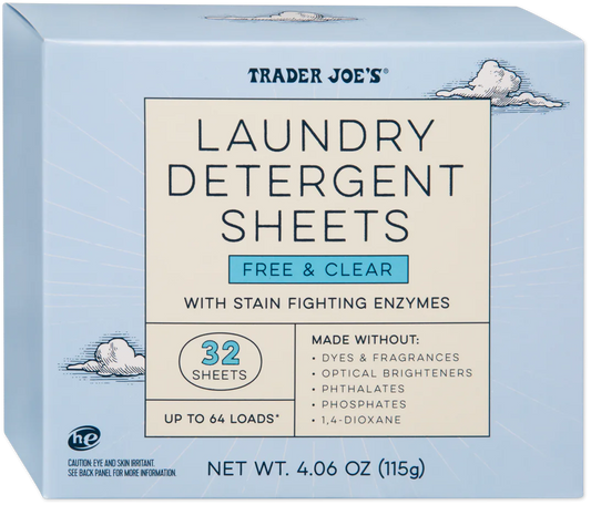 Trader Joe's Laundry Detergent Sheets Free & Clear 3.95 Oz